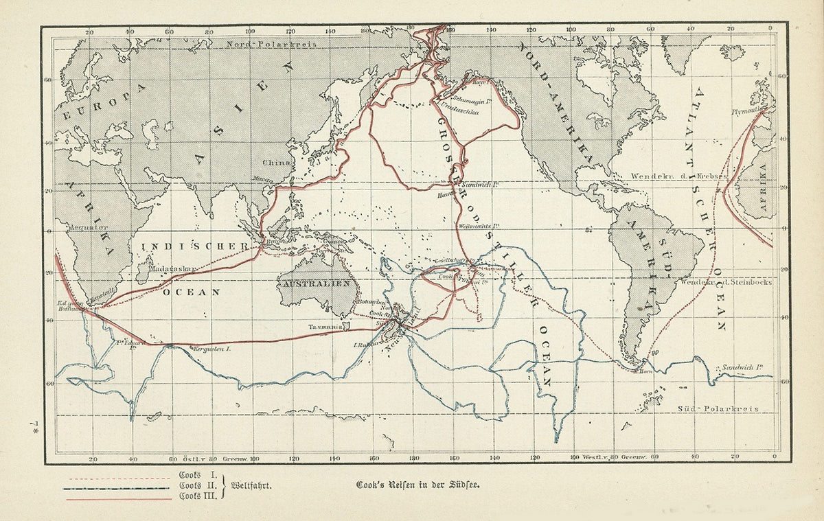 Maps, World Map, Captain Cook's travels, South Sea – Philographikon ...