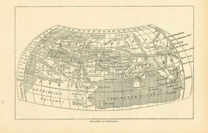 "Erdansicht des Ptolemaeus"  Wood engraving published 1881.  For a 30% discount enter MAPS30 at chekout   Original antique print  